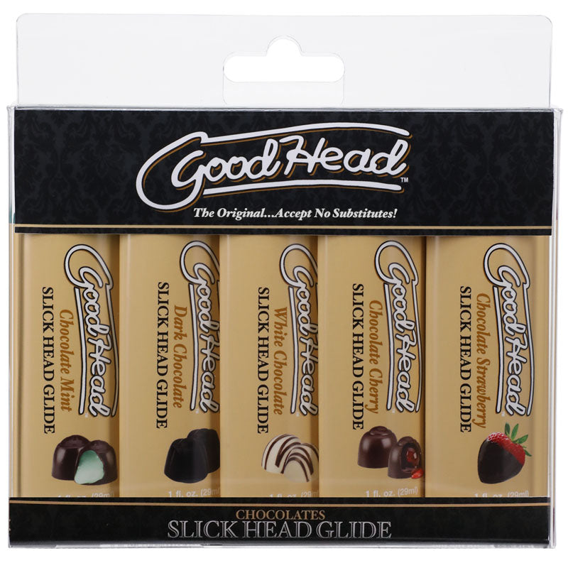 GoodHead Slick Head Glide - Chocolates - Flavoured Oral Gels - Set of 5 x 30ml Bottles