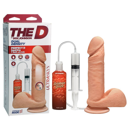 The D Perfect D Squirting 7'' with Balls - Flesh 17.8 cm Squirting Dong