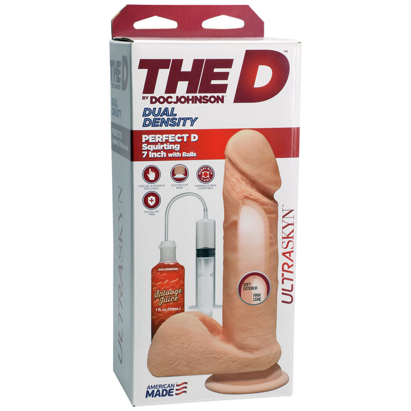 The D Perfect D Squirting 7'' with Balls - Flesh 17.8 cm Squirting Dong