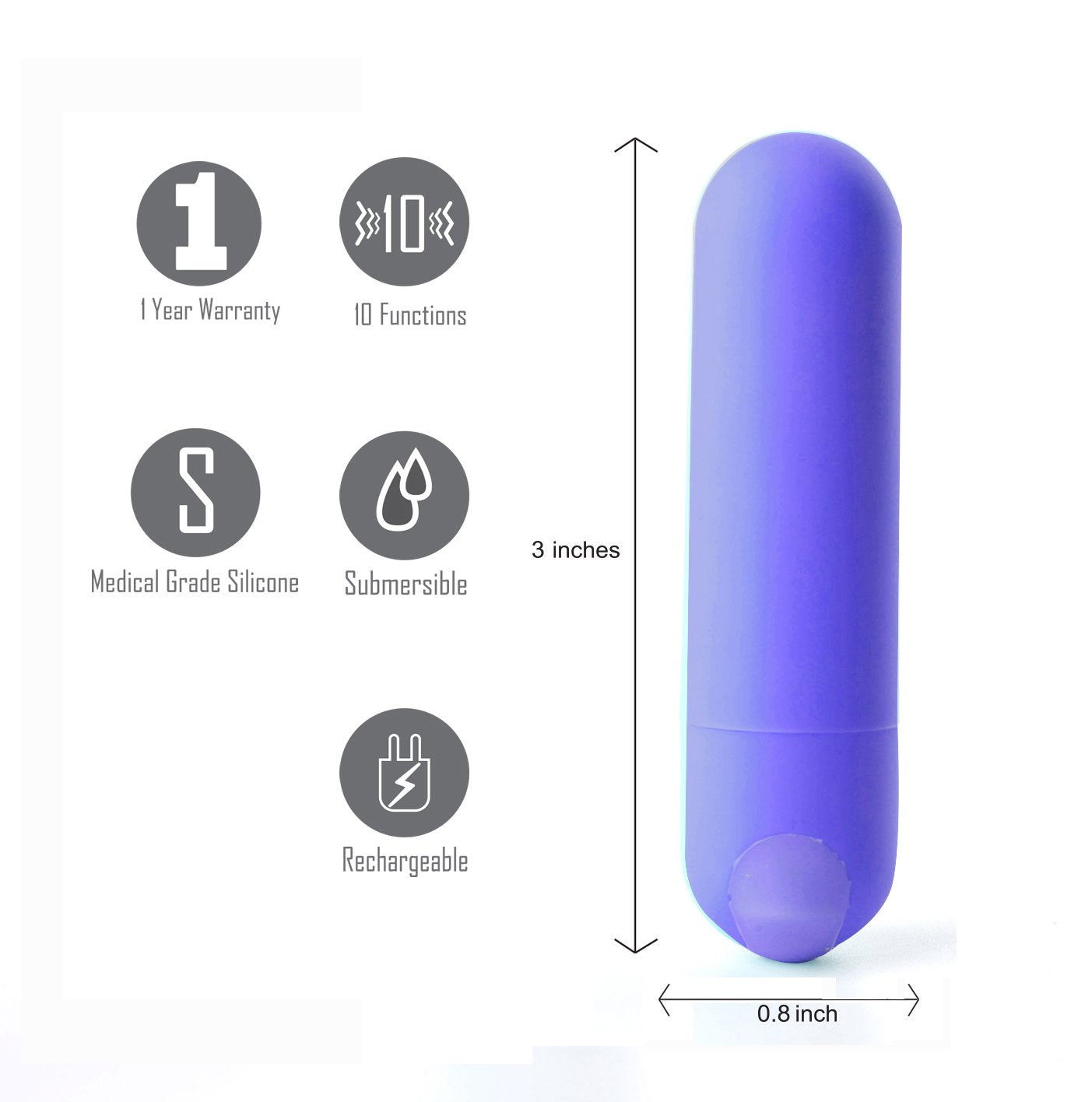 Maia Jessi - Purple 7.6 cm USB Rechargeable Bullet