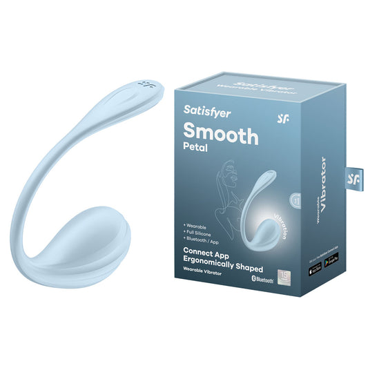 Satisfyer Smooth Petal - Light Blue - Light Blue USB Rechargeable Wearable Stimulator with App