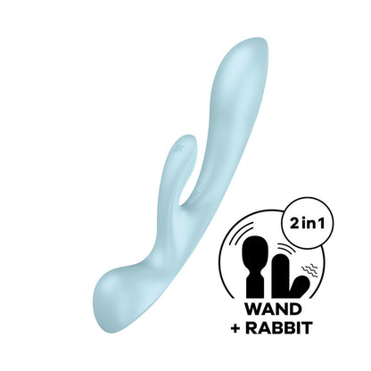 Satisfyer Triple Oh - Light Blue USB Rechargeable Rabbit Vibrator