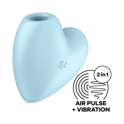 Satisfyer Cutie Heart - Blue - Blue USB Rechargeable Air Pulsation Stimulator with Vibration