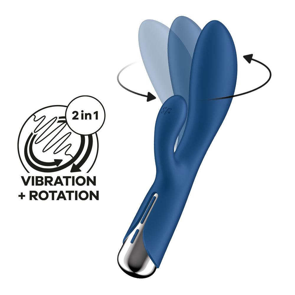 Satisfyer Spinning Rabbit 1 - Blue - Blue 20 cm USB Rechargeable Rotating Rabbit Vibrator