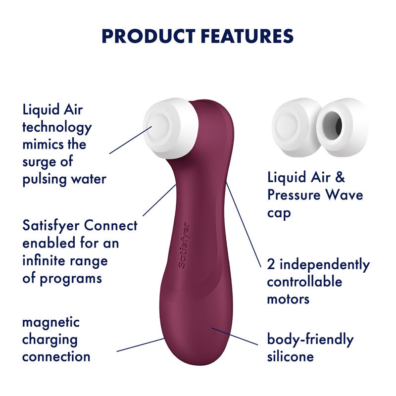 Satisfyer Pro 2 Generation 3 with App Control - Wine Red Touch-Free USB-Rechargeable Clitoral Stimulator