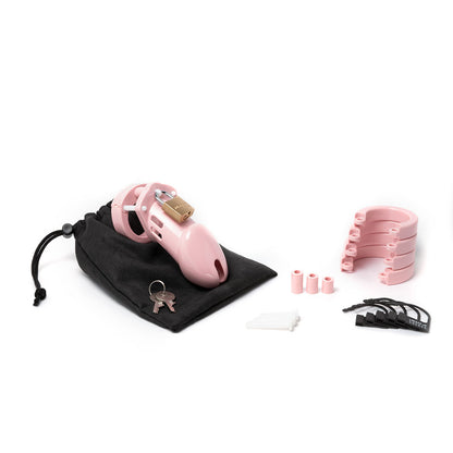 CB-6000 Chastity Cock Cage Kit - Pink - Pink 3.25 Inch Cock Cage Kit