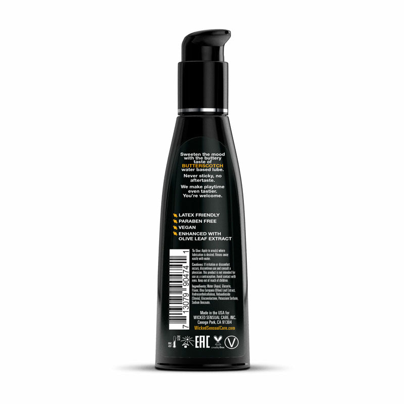 Wicked Aqua Butterscotch - Butterscotch Flavoured Water Based Lubricant - 120 ml (4 oz) Bottle