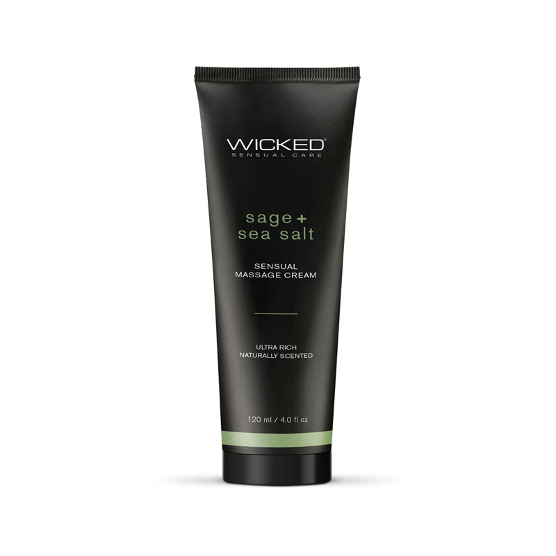 Wicked SAGE + SEA SALT Sensual Massage Cream - Scented Massage Cream - 120 ml Tube