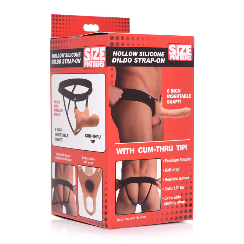 Size Matters Silicone Dildo Strap-On - Flesh 15.2 cm Hollow Strap-On