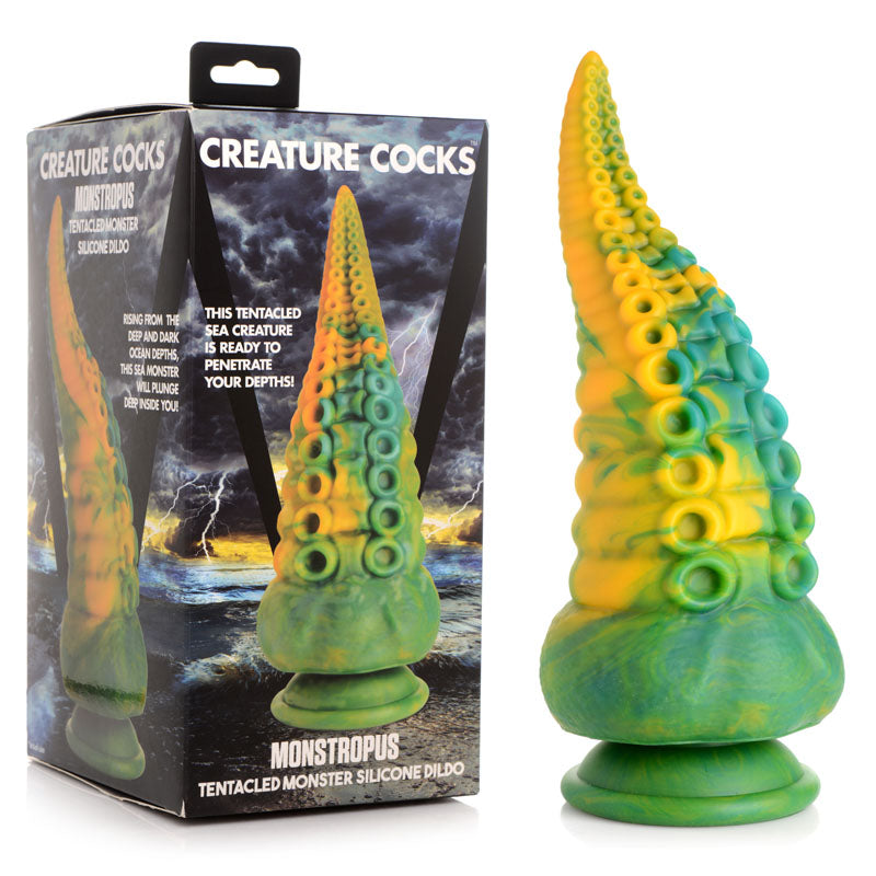 Creature Cocks Monstropus Tentacled Monster Silicone Dildo - Green/Yellow 21.6 cm Fantasy Dildo