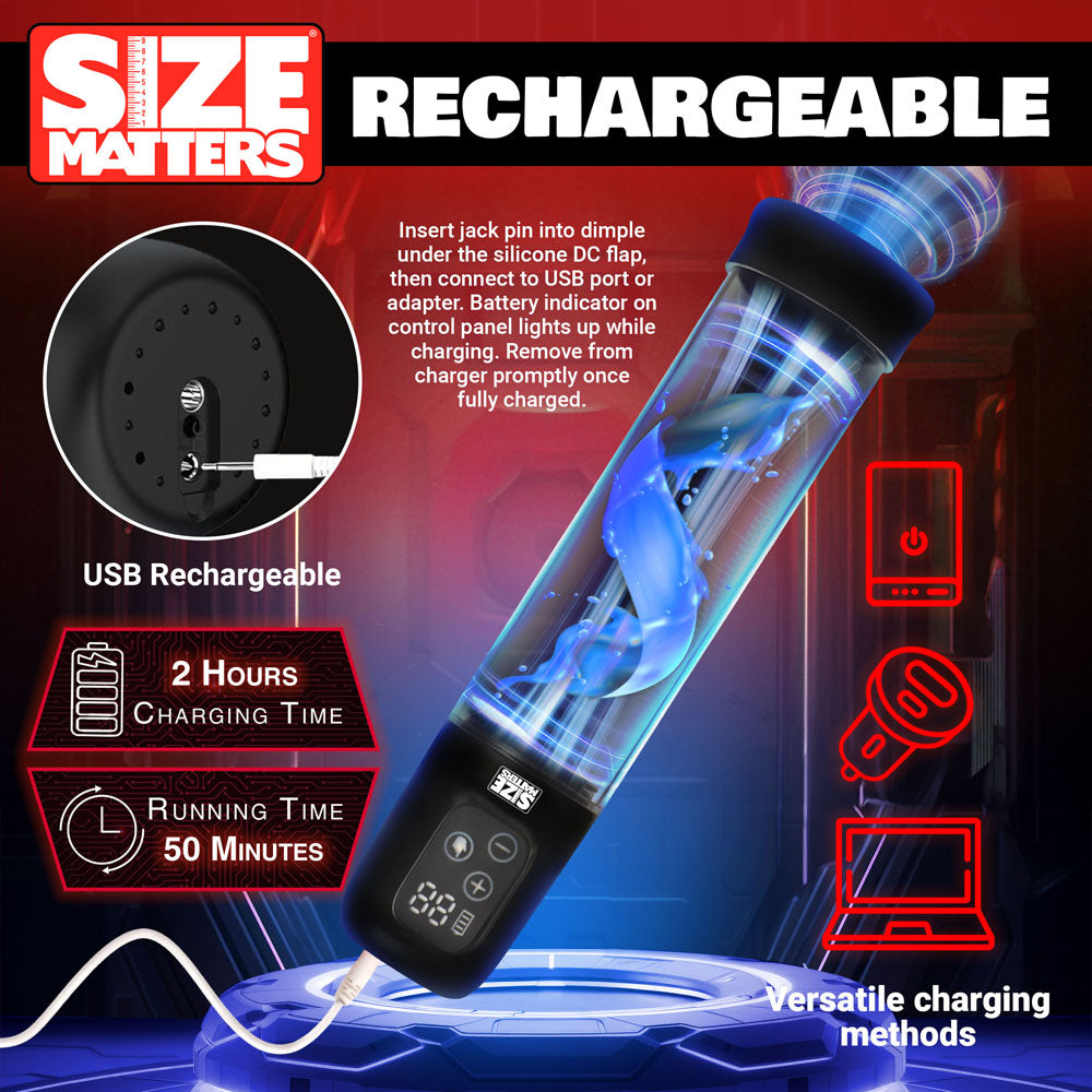 Size Matters Sucking Penis Pump - Clear USB Rechargeable Penis Pump