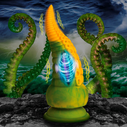 Creature Cocks Monstropus 2.0 Vibrating Tentacled Monster Silicone Dildo - Green/Yellow 18.5 cm USB Rechargeable Vibrating Fantasy Dildo