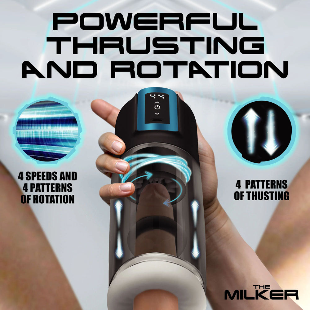 LoveBotz The Milker Roto-Stroke - USB Rechargeable Thrusting & Rotating Male Masturbator