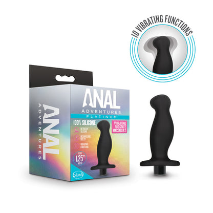 Anal Adventures Platinum Vibrating Prostate Massager 02 - Black 10.8 cm USB Rechargeable Prostate Massager