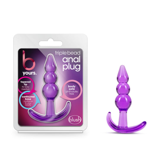 B Yours Triple Bead Anal Plug - Purple 9.5 cm Butt Plug