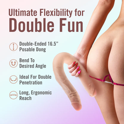 Dr. Skin Plus 16.5 Posable Double Dong - Flesh 42 cm Double Dong