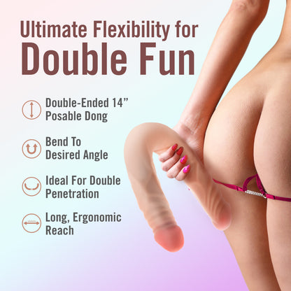 Dr. Skin Plus 14 Posable Double Dong - Flesh 35.5 cm Double Dong