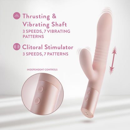 Blush - Fraya - Pink - Pink 24.1 cm USB Rechargeable Thrusting Rabbit Vibrator