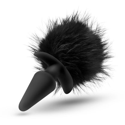 Anal Adventures Platinum Rabbit Tail Plug - Black 10 cm Butt Plug with Bunny Tail