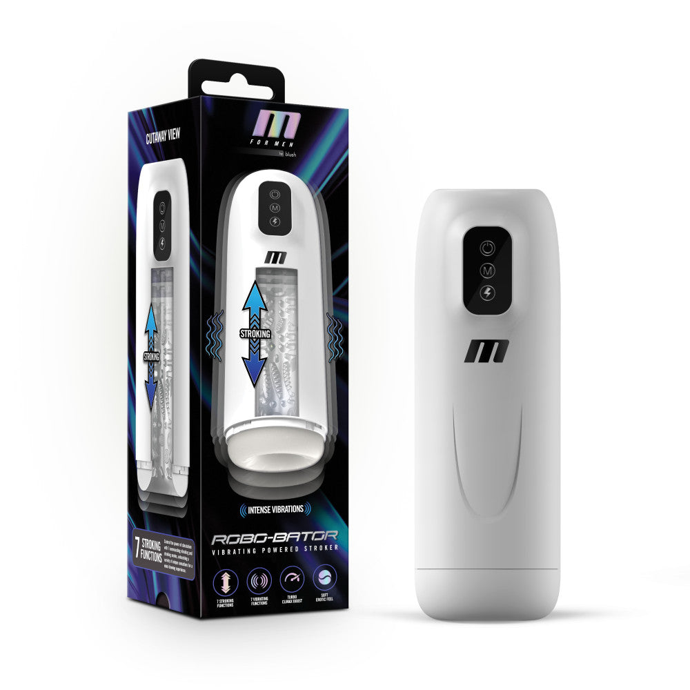 M For Men Robo-Bator - White USB Rechargeable Vibrating Auto Stroker