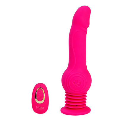 Maia TEGAN - Pink 23.6 cm USB Rechargeable Jumping Vibrating Dong with Remote