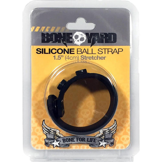 Boneyard Silicone Ball Strap Black - Black 3-Snap 4 cm Adjustable Ball Stretcher Ring