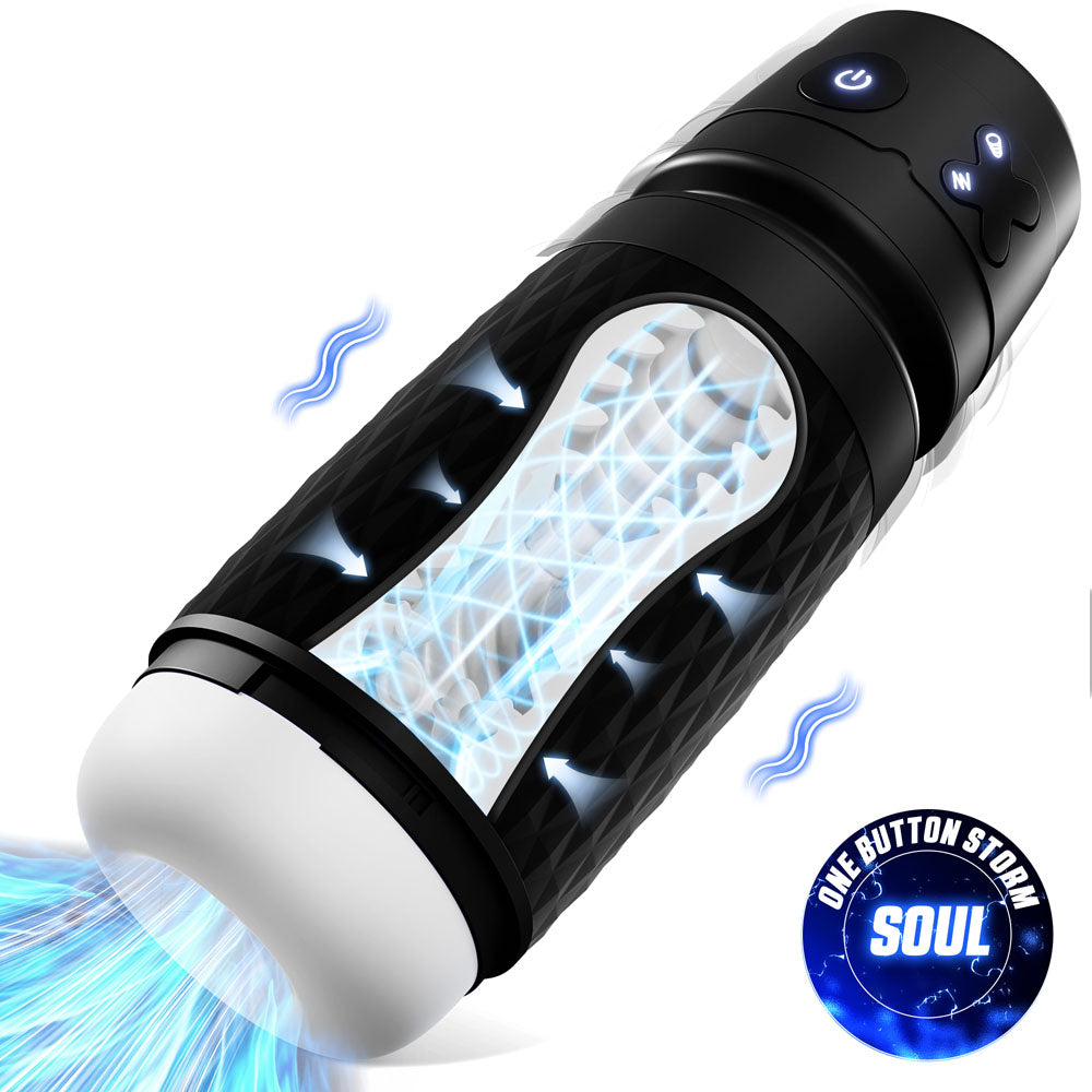 CyberSkin B-Warrior - Black USB Rechargeable Sucking & Vibrating Auto Masturbator