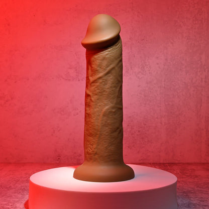 Evolved 7'' GIRTHY VIBRATING DONG DARK - Brown 17.8 cm USB Rechargeable Vibrating Dong