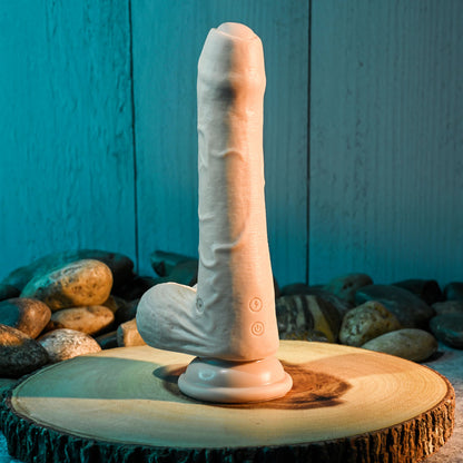 Evolved PEEK A BOO VIBRATING DILDO LIGHT - Flesh 20.3 cm USB Rechargeable Vibrating Uncut Dong