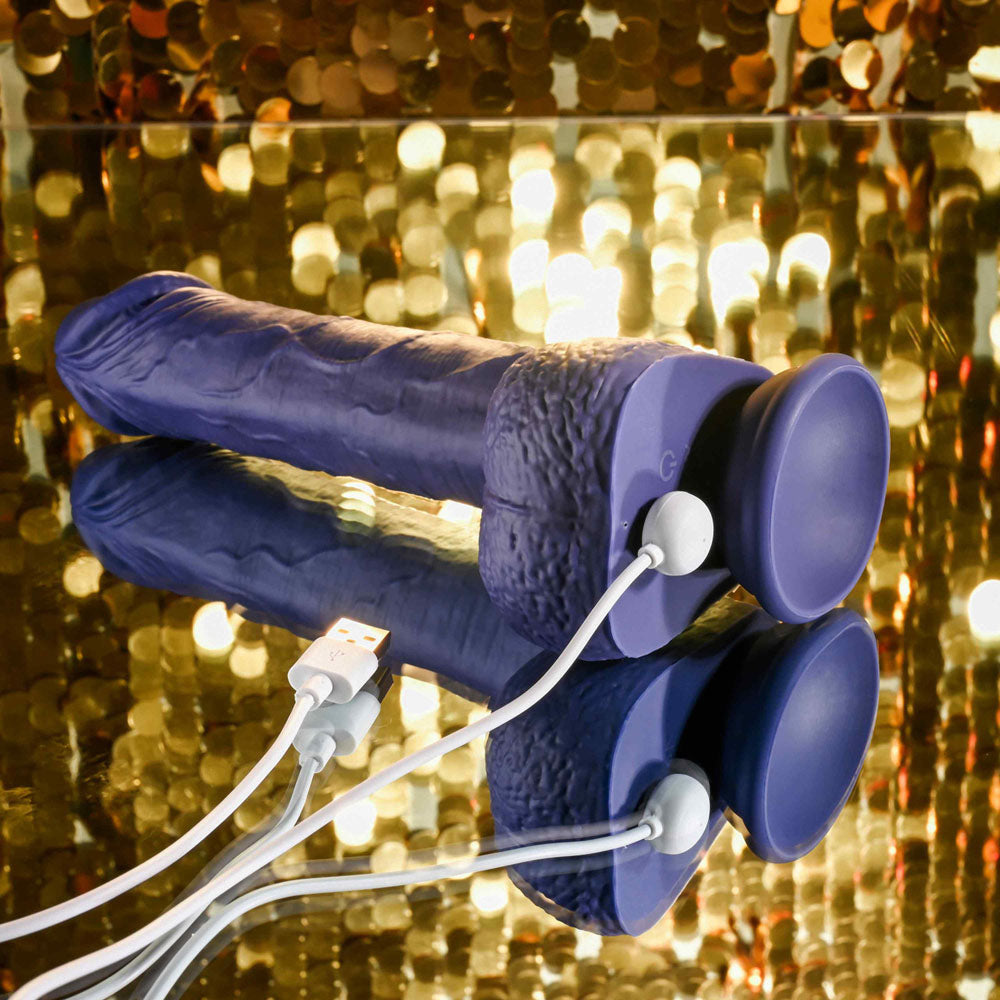 Evolved PLEASURE RIDER - Blue 22.2 cm USB Rechargeable Vibrating & Thrusting Dong with Remote