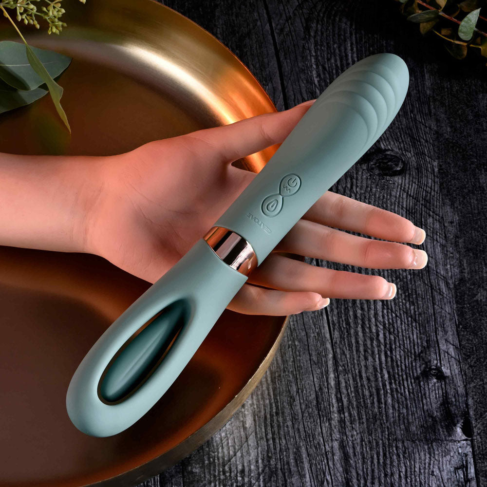 Evolved CHICK FLICK - Olive Green 24 cm USB Rechargeable Vibrator with Flicking Tip