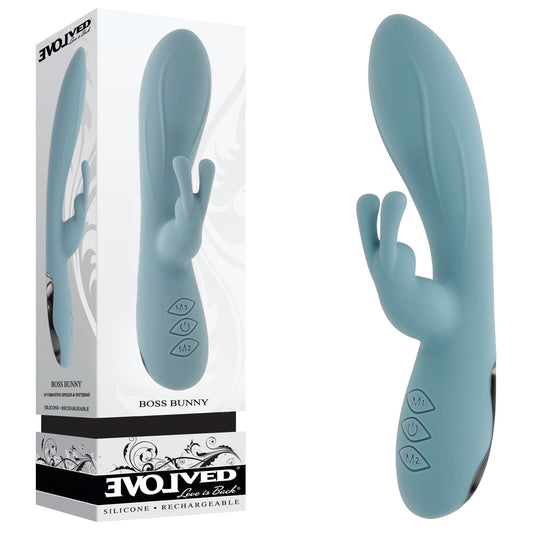 Evolved BOSS BUNNY - Baby Blue 20.1 cm USB Rechargeable Rabbit Vibrator