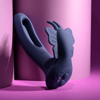 Evolved LORD OF THE WINGS - Purple 15.2 cm USB Rechargeable Flapping Vibrator with Butterfly Stimulator