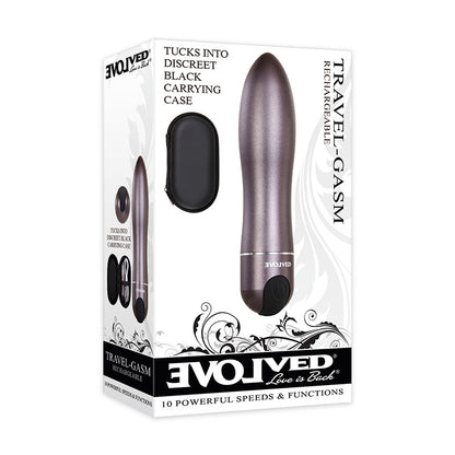 Evolved Travel-Gasm - Gray 9 cm USB Rechargeable Bullet with Travel Case