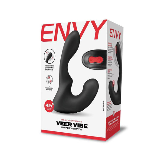 Envy Veer Vibe P-Spot Vibrator - Black USB Rechargeable Prostate Vibrator with Wireless Remote