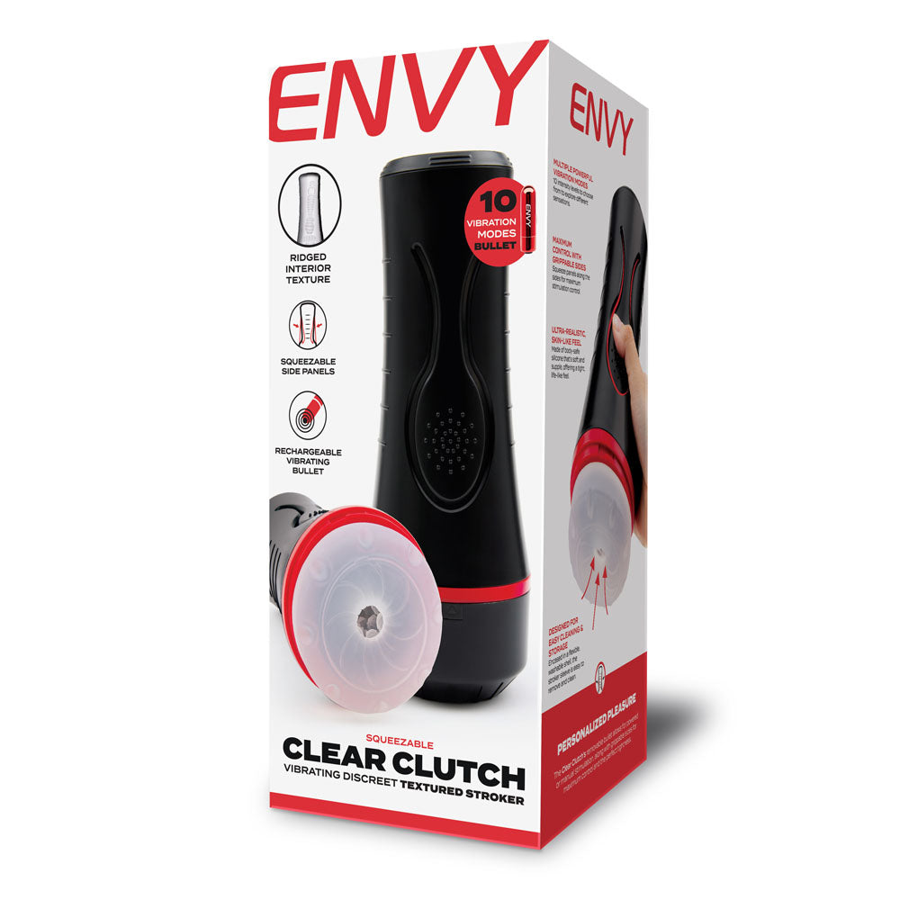 ENVY Squeezable Clear Clutch Stroker - Clear Vibrating Stroker