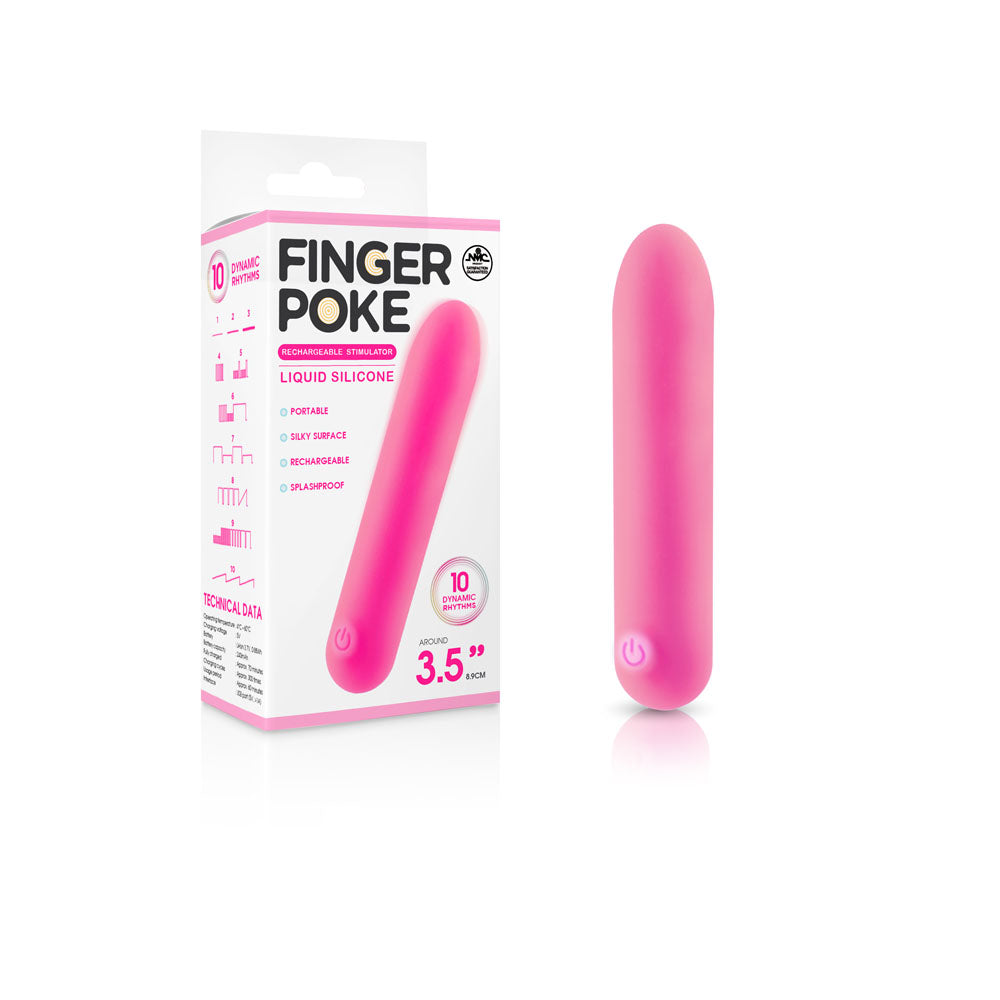 Finger Poke - Pink - Pink 8.9 cm USB Rechargeable Bullet