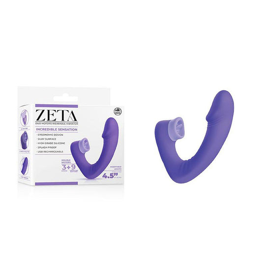 Zeta Duo Motor Wearable Vibrator - Purple 11.4 cm USB Rechargeable Vibrator with Flicking Clitoral Stimulator