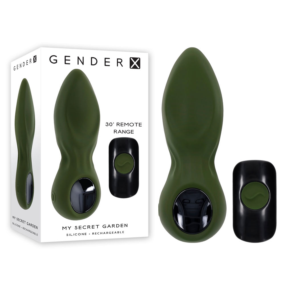 Gender X MY SECRET GARDEN - Green 14.6 cm USB Rechargeable Vibrating Butt Plug with Remote Control