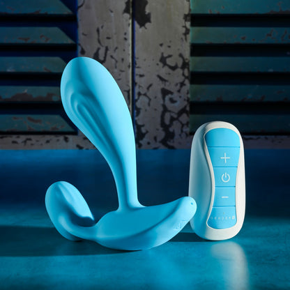 Gender X WEAR ME OUT - Blue 11.1 cm USB Rechargeable Wearable Vibrator with Wireless Remote