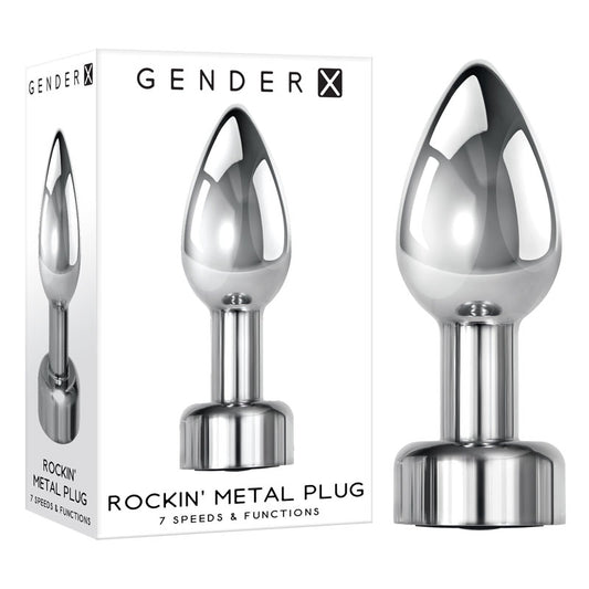 Gender X ROCKIN' METAL PLUG - Metallic 9.3 cm USB Rechargeable Butt Plug