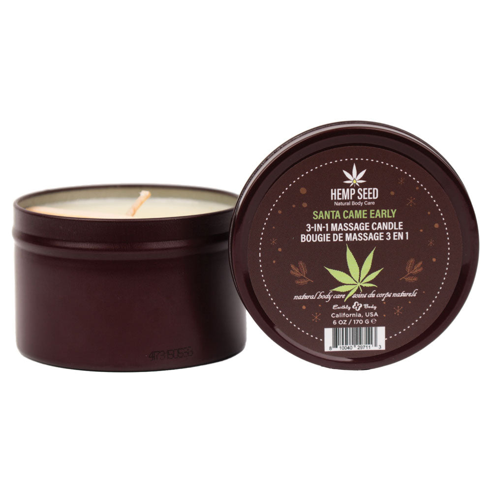 Hemp Seed 3-In-1 Massage Candle - Santa Came Early - Honey, Cinnamon, Maple - 170 g