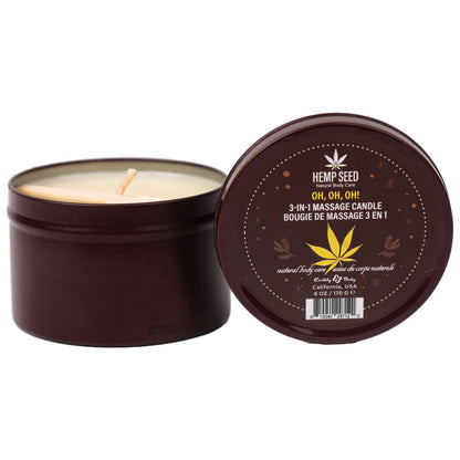 Hemp Seed 3-In-1 Massage Candle - Oh! Oh! Oh! - Amber Musk, Warm Tobacco, Caramel Strands - 170