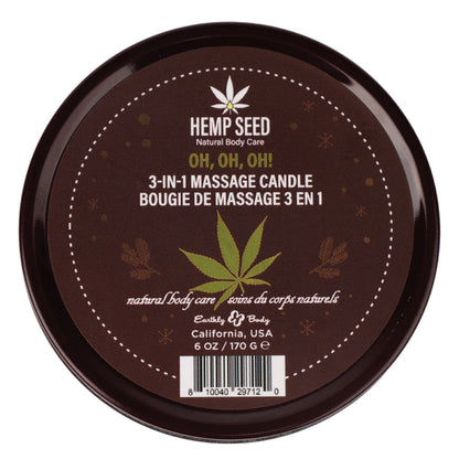 Hemp Seed 3-In-1 Massage Candle - Oh! Oh! Oh! - Amber Musk, Warm Tobacco, Caramel Strands - 170