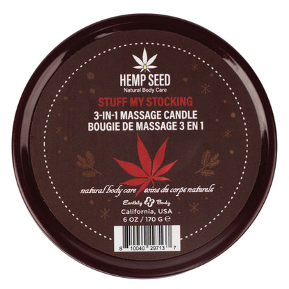 Hemp Seed 3-In-1 Massage Candle - Stuff My Stocking - Pomegranate, Charred Firewood, Brown Suga