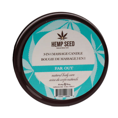 Hemp Seed 3-In-1 Massage Candle - Far Out (Blue Citron, Fresh Spring Water, Rose Buds)- 170 g