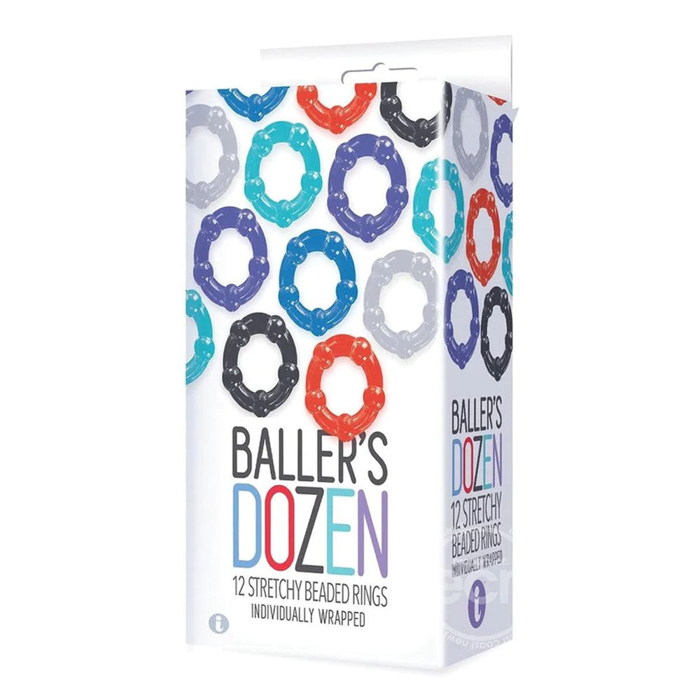 Baller's Dozen - Beaded - Individually Wrapped Cock Rings - Pack of 12