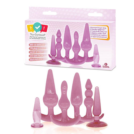 Try-Curious Anal Plug Kit - Pink Anal Kit - Set of 6