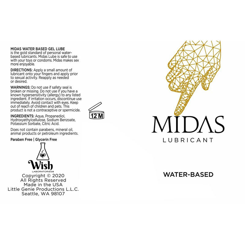 Midas Water Based Gel - Water Based Gel Lubricant - 59 ml Tube