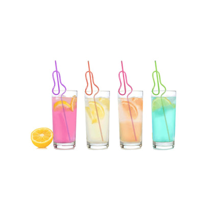 Glitterati Penis Silly Straws - Coloured Hen's Party Straws - 8 Pack